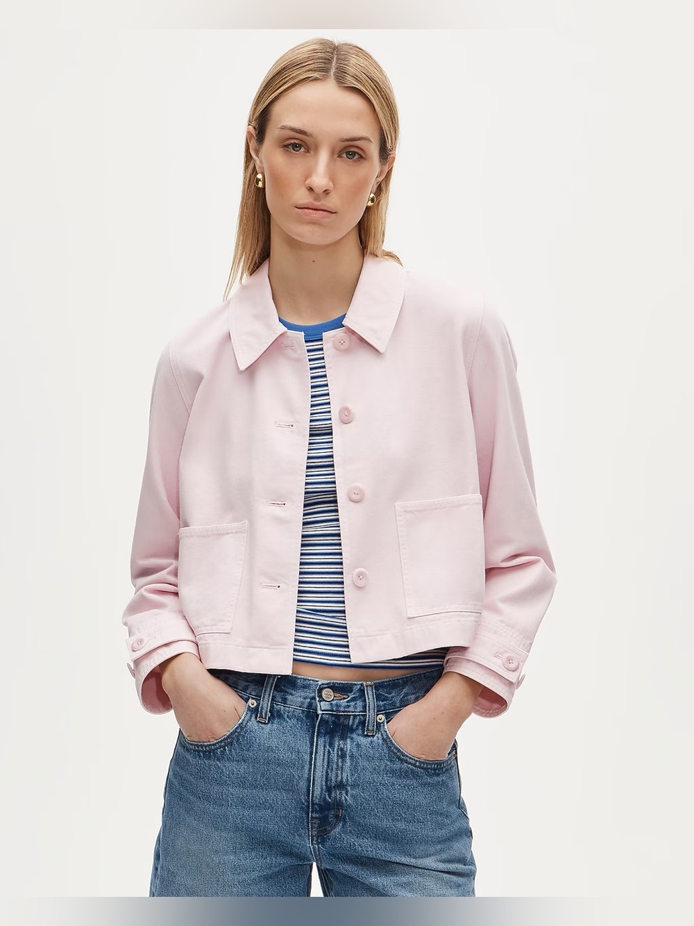 J.Crew Cropped Barn Jacket™ in cotton twill in peppermint ice